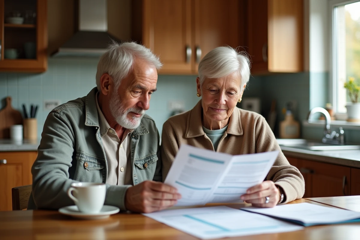 Couple à la maison consultant les documents de remboursement du contrat Prévilion ensemble