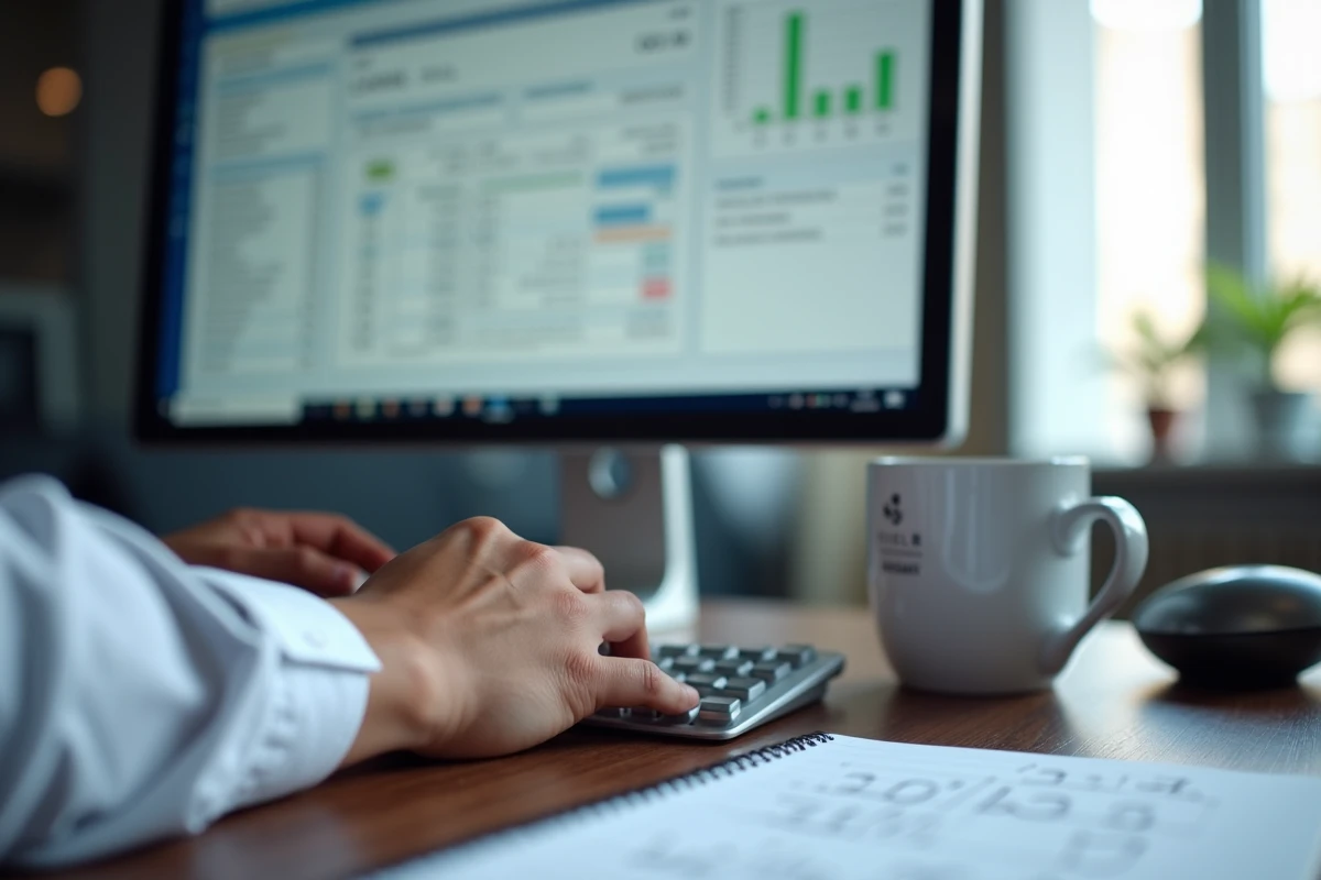 Écran du logiciel Ciel Comptabilité avec tableau de bord de gestion financière en français
