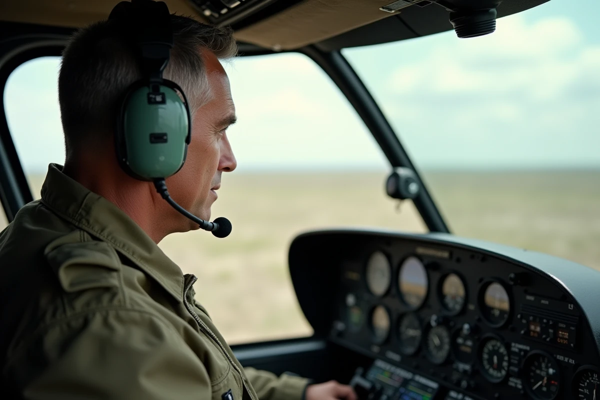 Pilote d'hélicoptère vérifiant les instruments de navigation et la jauge de carburant en vol